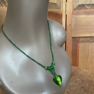 Acrylic Green Necklace Y2K women’s Heart Pendant Beaded
